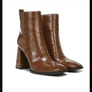 Circus Sam Edelman Tammie Women Zip Ankle Boots US 8M Dark Mocha Croco Print